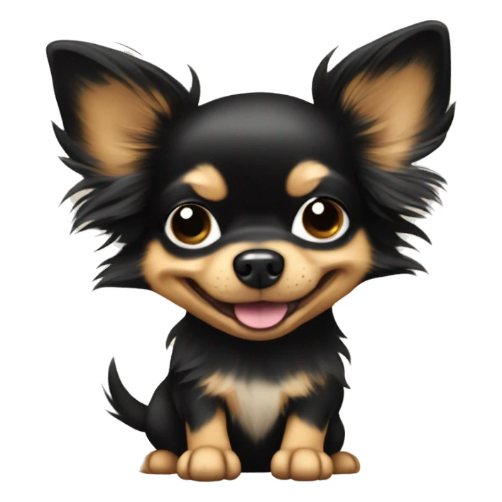 black & tan long-haired chihuahua with thumbs up sticker
