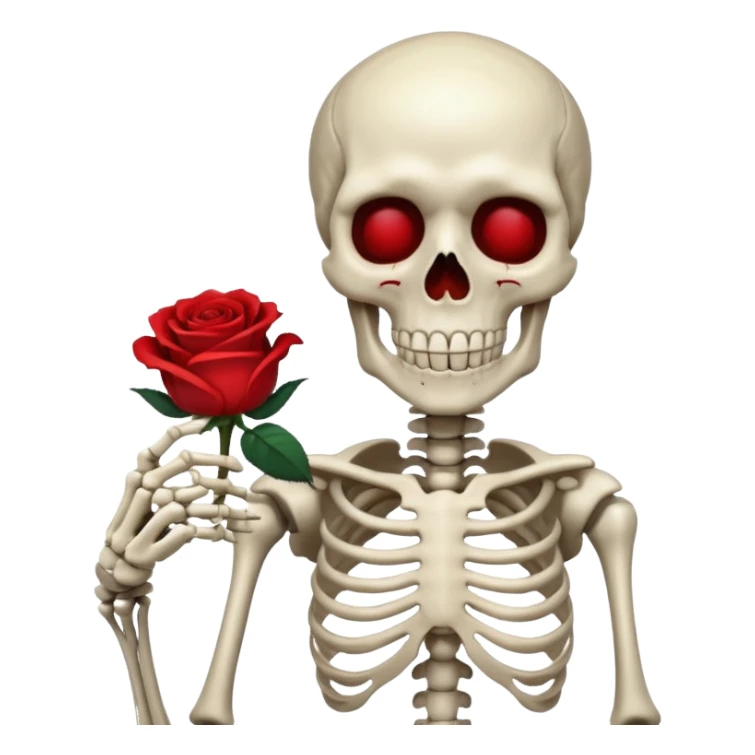 Skelton holding rose in hand  sticker
