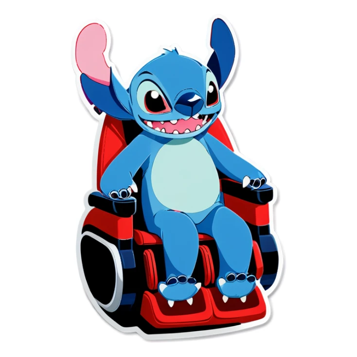 Stitch in a massage chair  sticker