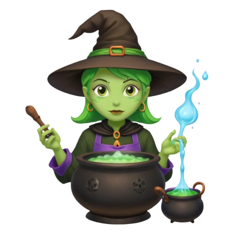green witch cooking potion sticker
