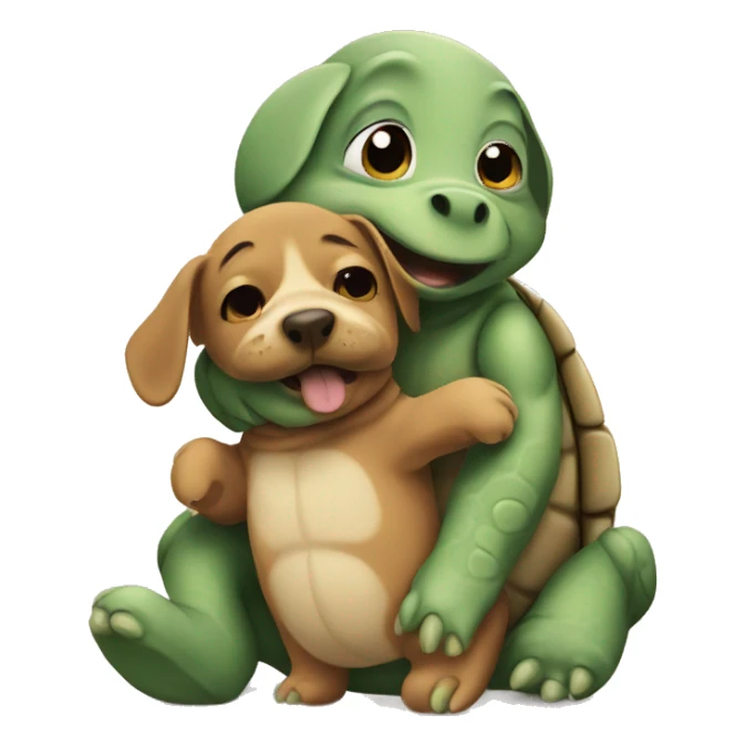 Turtle hugging a dog sticker