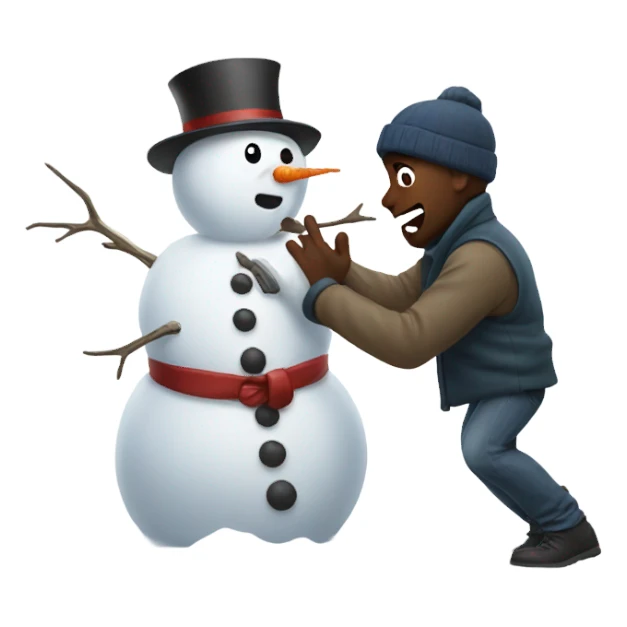 Snowman fighting a man sticker