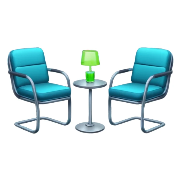  Apartment Windows with neon reflection, empty chair. sticker