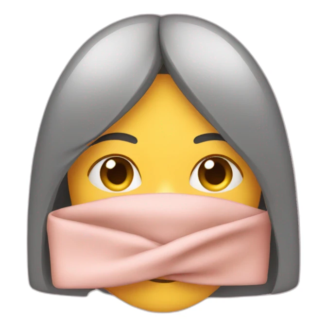 A girl hiding her face with a cover sticker