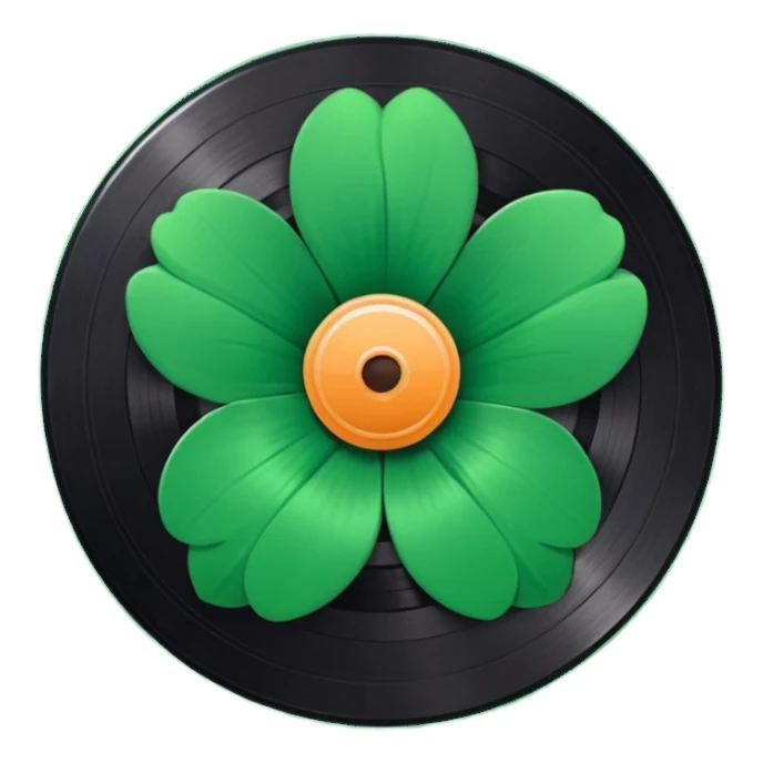 Vinyl record with a flower green point inside sticker