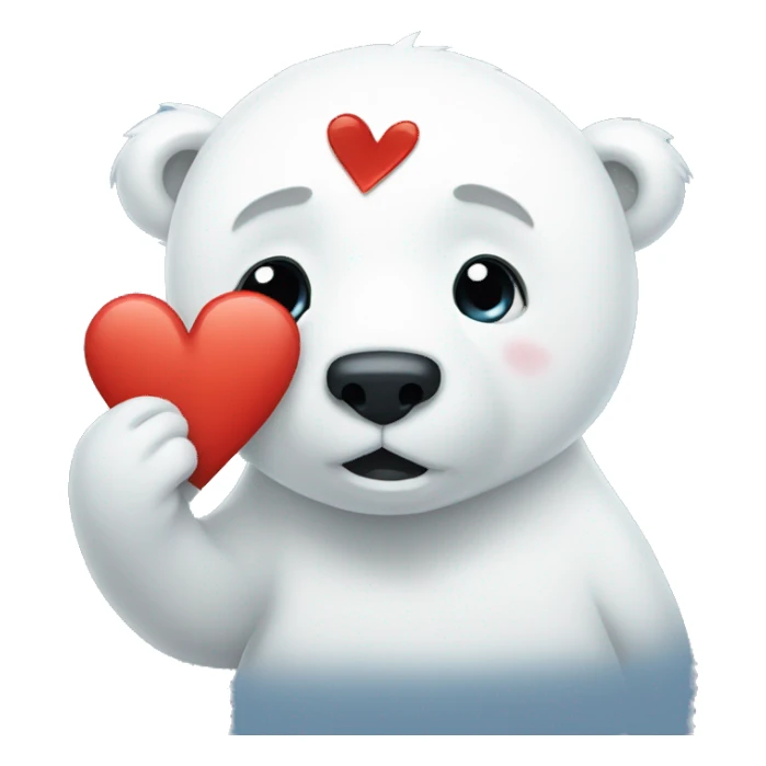 a polar bear with broken heart sticker