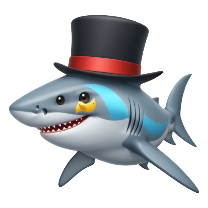 Shark with a top hat sticker
