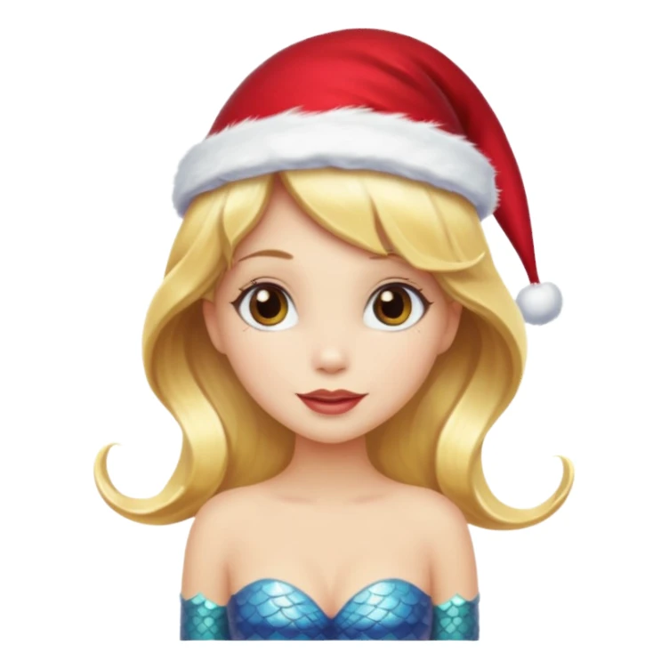 blonde mermaid with christmass hat sticker