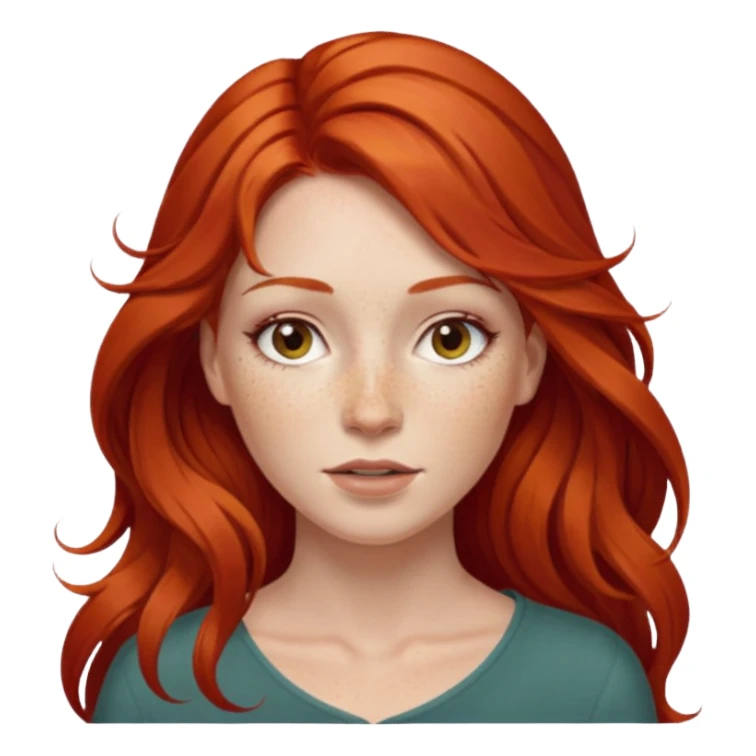 red head long hair sticker