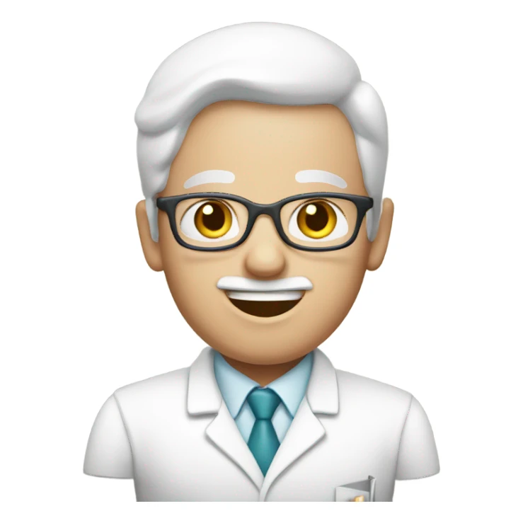 White face pharmacist holding cake sticker