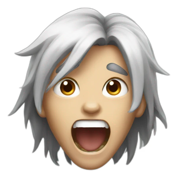 screaming boy with long black hair sticker