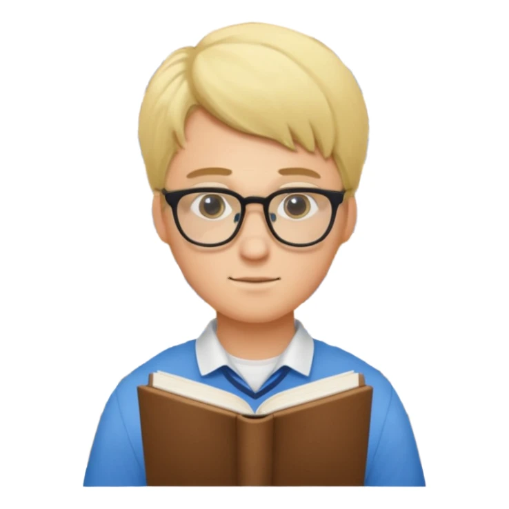 блондин man студент учится в библиотеке sticker