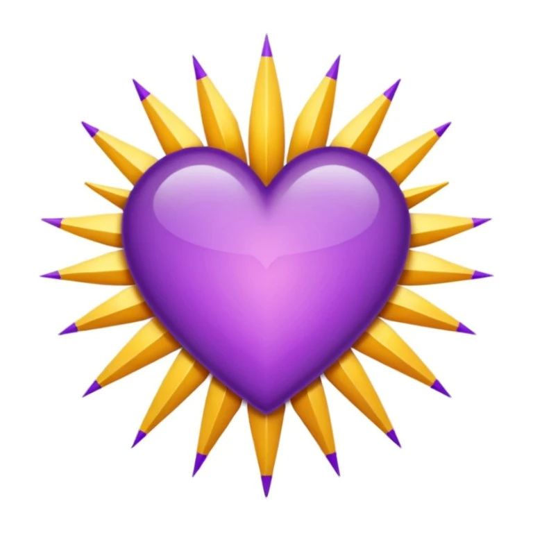 purple heart with a sunburst pattern sticker