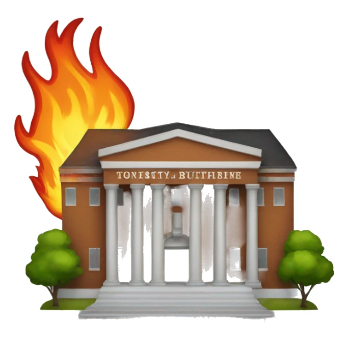University with fire sticker