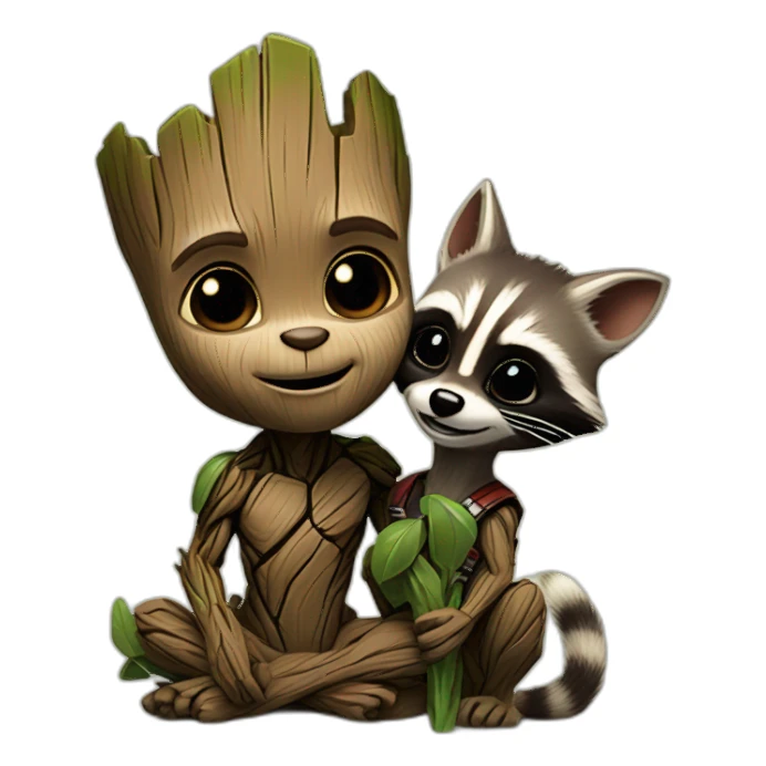 baby groot and rocket racoon sticker
