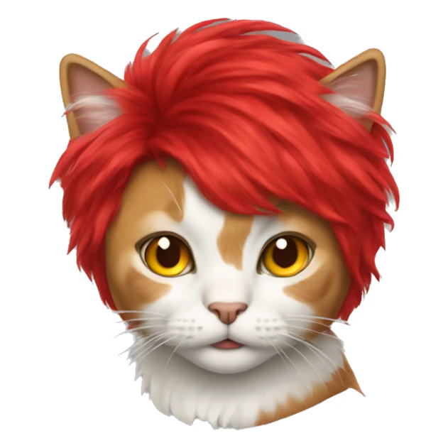 cat wearing a red wig sticker