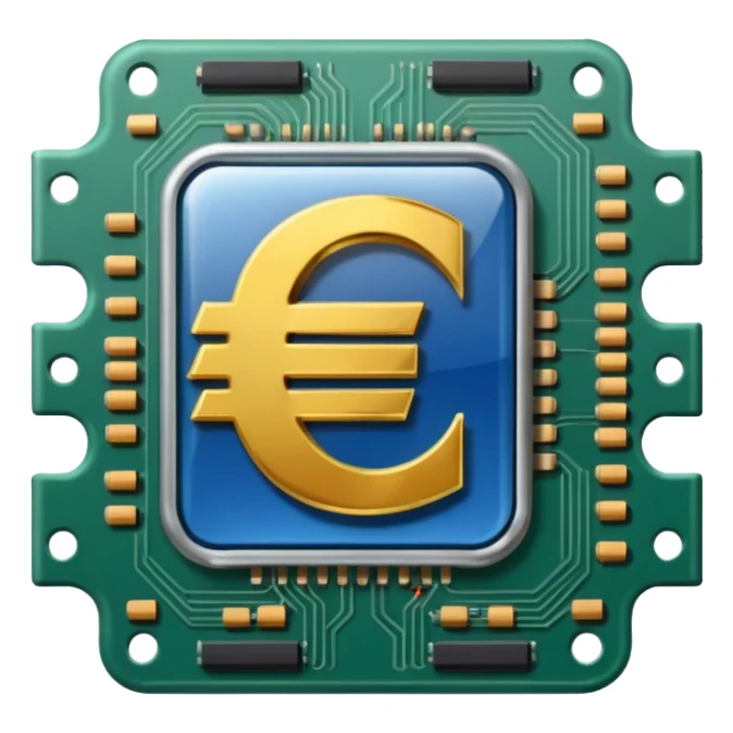 Electronic chip euro sign  sticker