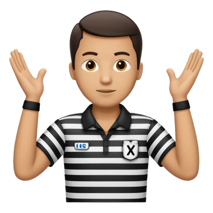referee with raised arms crossed like an X sticker