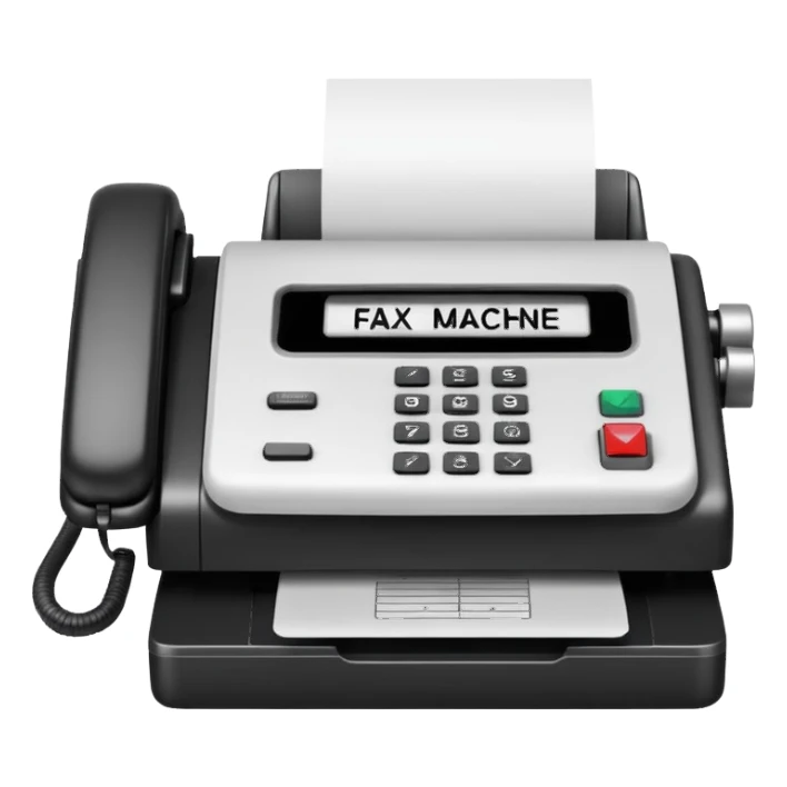 fax machine with cancellation sign over it  sticker