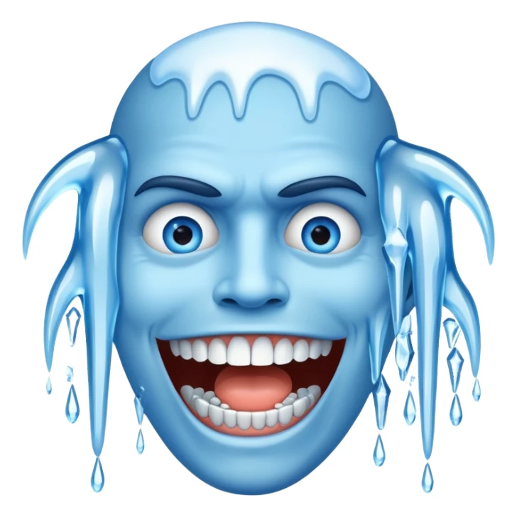 Shivering blue face with chattering teeth and icicles sticker