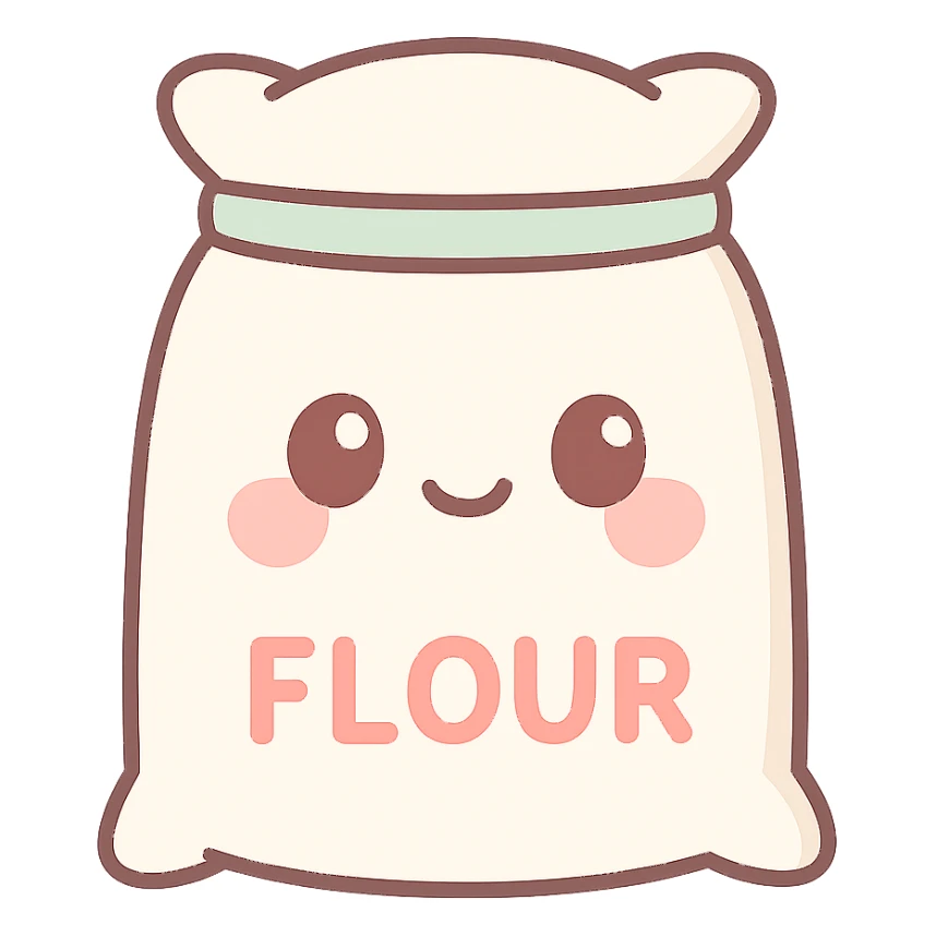 kawaii flour sack, blushing cheeks, cute expression sticker