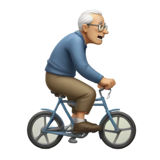 Old man biking and sweating  sticker