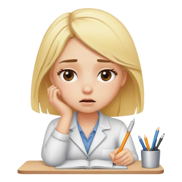 Blonde girl working hard and exhausted sticker