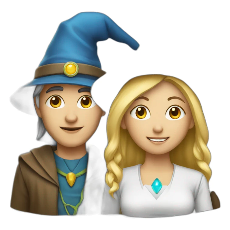 computer wizard male and female sticker