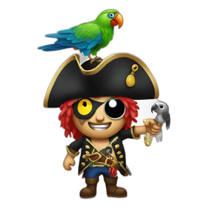 crazy pirate with parrot sticker