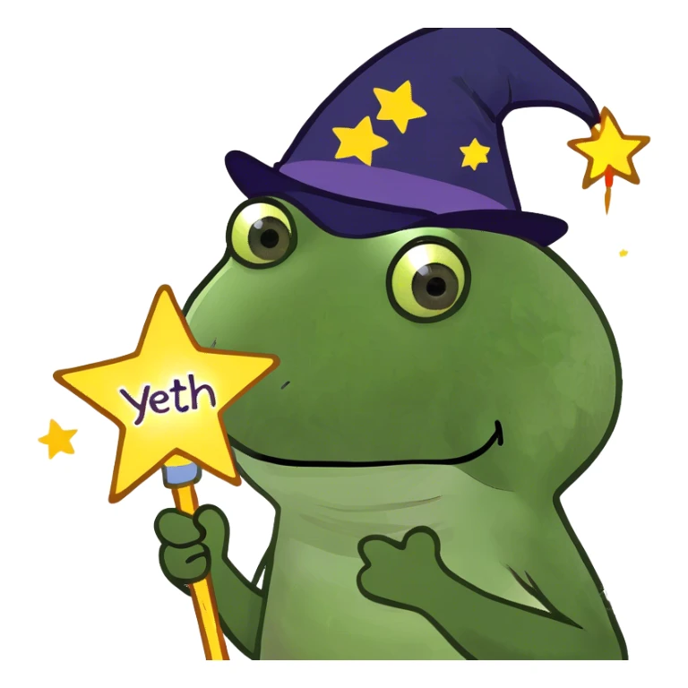 The word “Yeth” in a star shining  sticker