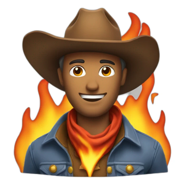 cowboy wearing flaming hat sticker