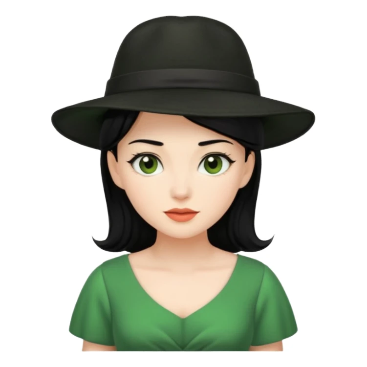 green dress black hair black hat sticker