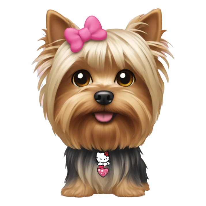 Yorkie dog with hello kitty sticker