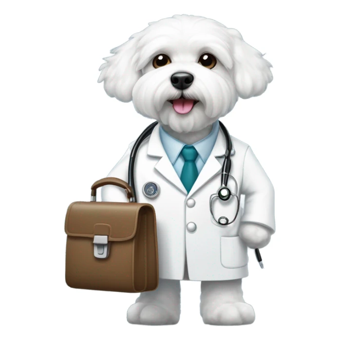 Bichon Maltese working as a doctor sticker