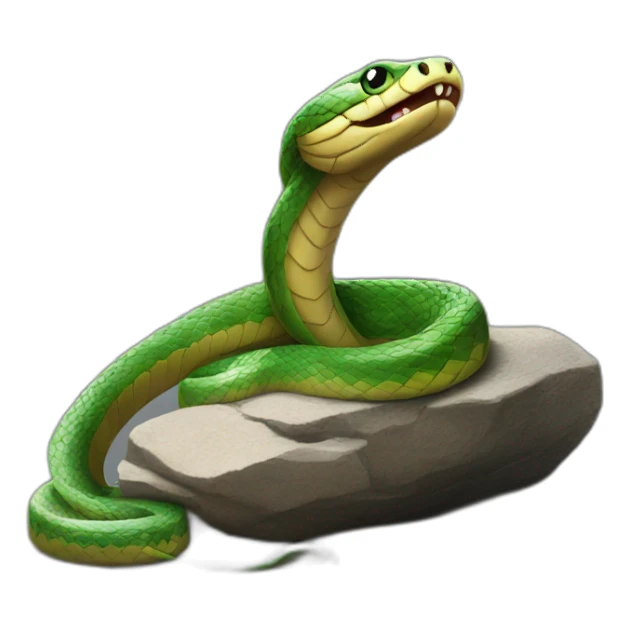 snake sitting on the rock sticker