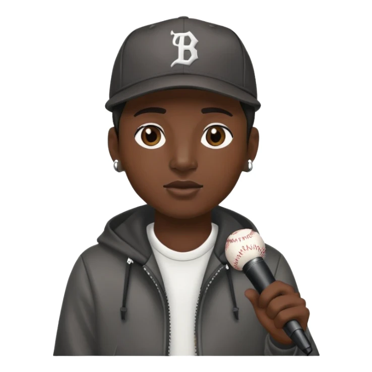 rapper with microphone and baseball cap sticker