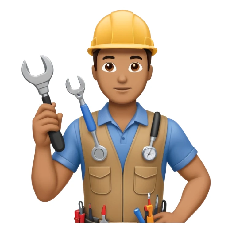 HVAC technician with tools action figure sticker