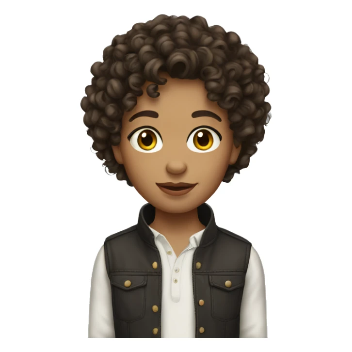 Young model brunet curly hair sticker