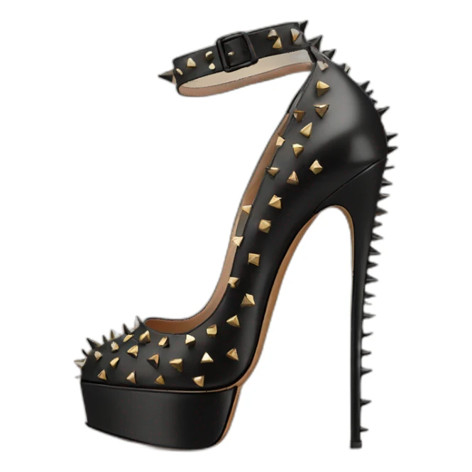 VALENTINO Tan-go PLATFORM PUMP black spikes sticker