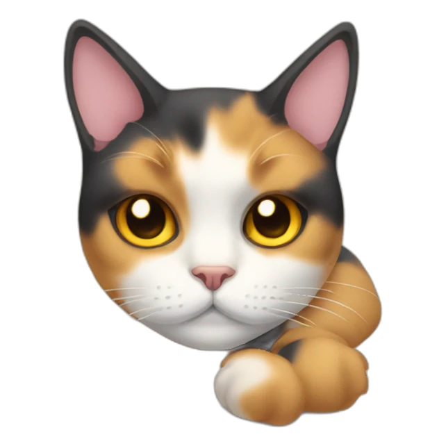 Calico cat very sad lying face down sticker