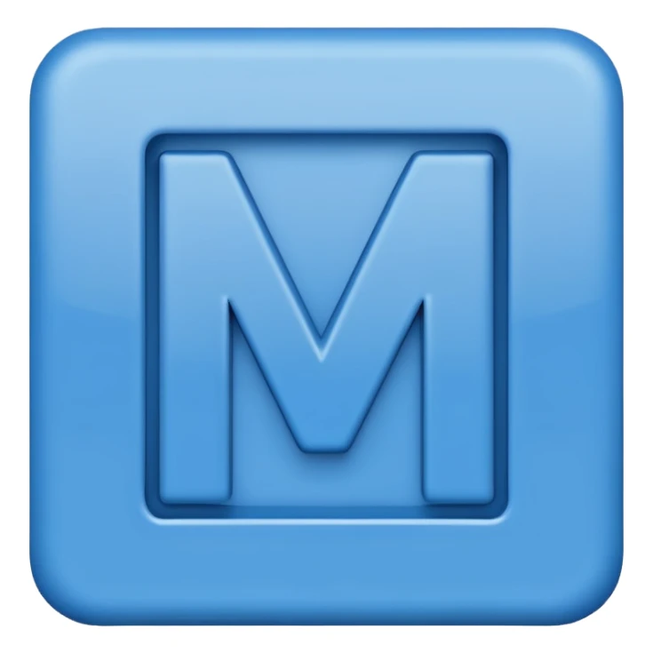 create CAPTIAL LETTER " MA " IN SQUARE SHAPE BLUE BACKGROUND sticker