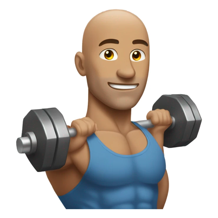 Bald man lifting heavy dumbbells  sticker