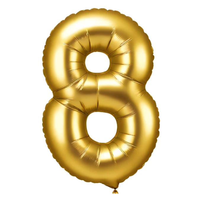 Gold balloon number 8 sticker