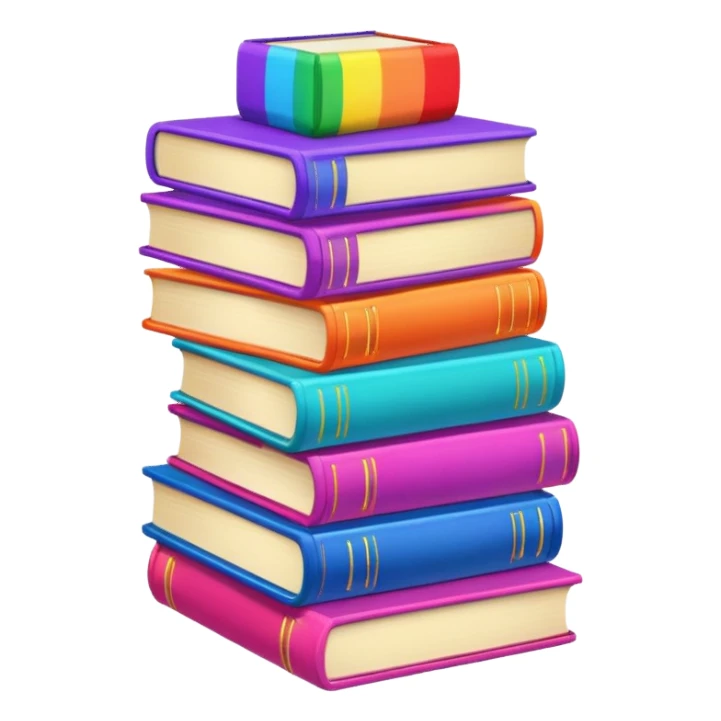 Stacked girly rainbow books sticker