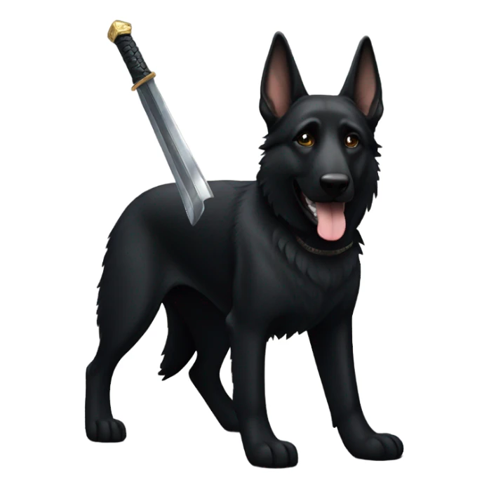 All black German shepherd with sword   sticker