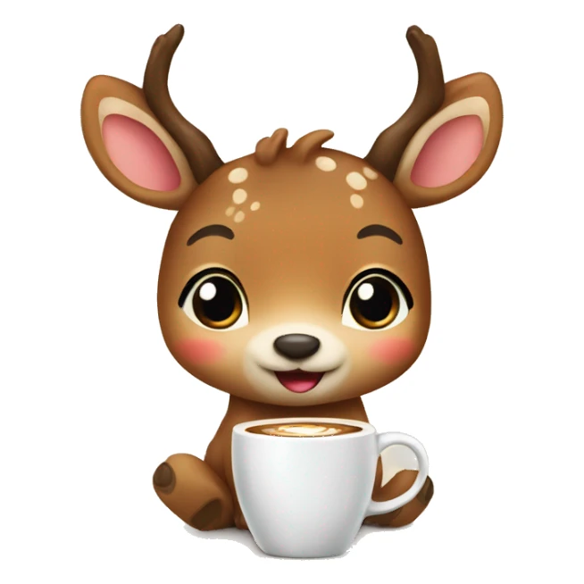 Cute deer drink coffee sticker