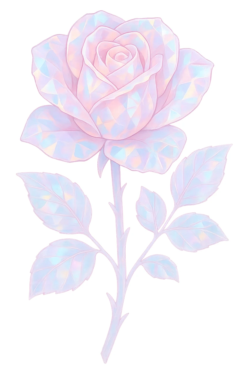 girly Opal crystal rose flower, remove background sticker