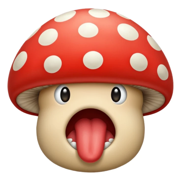 Mushroom biting lip sticker