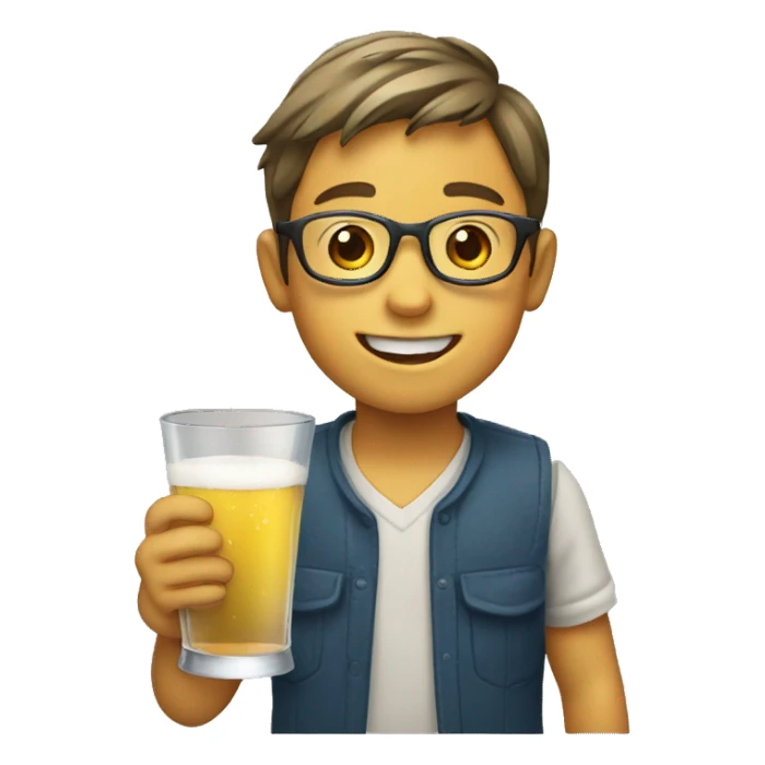 smiling boy with drinking glass sticker