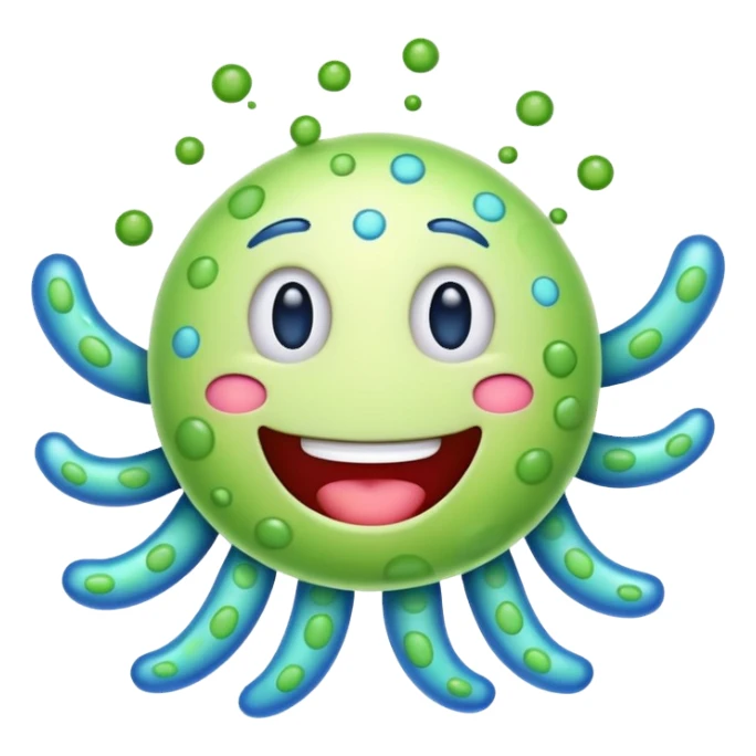 Happy bacteria emoji sticker